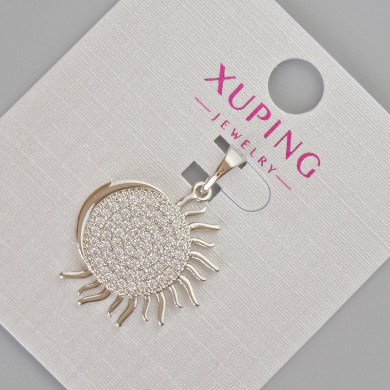 Xuping Pendant “Sun” with White Crystals, Rhodium-plated, 27x19mm±