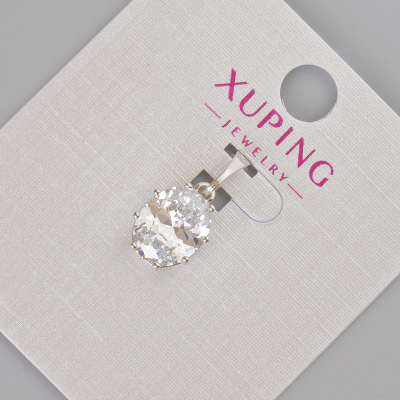 Xuping Pendant with White Crystal, 18x9mm ± Rhodium