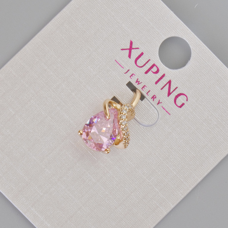 Xuping Pendant with Pink Crystal and White Rhinestones, 16x10mm+- 18K Gold Plating