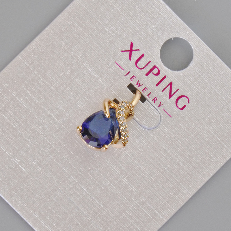 Xuping Pendant with Blue Crystal and White Stones, 16x10mm+ Diamond 18K Gold Plating
