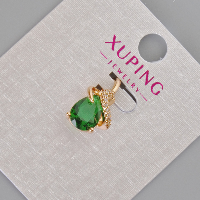 Xuping Pendant with Green Crystal and White Rhinestones, 16x10mm ±, 18K Gold Plating