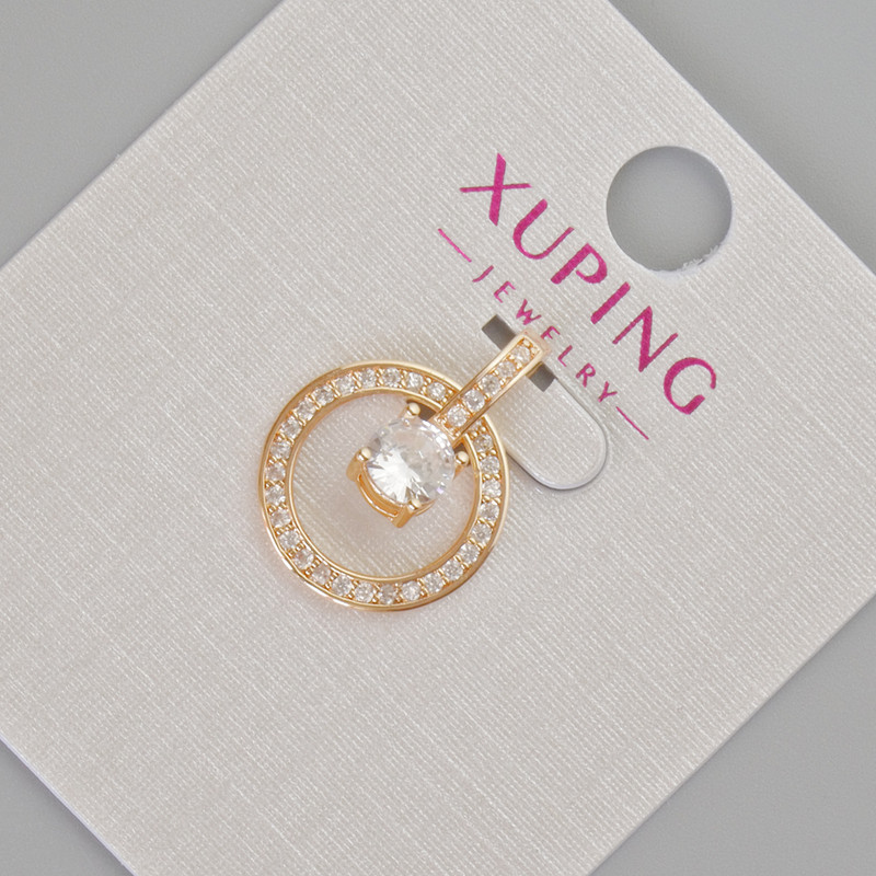 Xuping Pendant with White Rhinestones and Crystal, 19×14 mm ± 18K Gold Plating