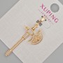 Xuping Axe Pendant with White Rhinestones, 40x17mm±, 18K Gold Plating