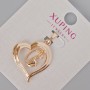 Xuping Pendant "Heart" with White Rhinestones, 29×20 mm ±, 18K Gold Plating