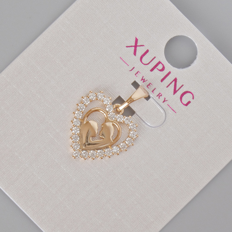 Xuping Pendant "Heart" with White Crystals, 20x15mm ±, 18K Gold Plating
