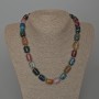 Necklace of Multicolor Agate Natural Stone Brick Beads, 11×15 mm, approx. 49 in long