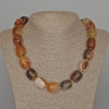 Brown Agate Necklace Natural Stone Bar Beads, 16x19mm, length 53 cm