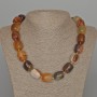 Brown Agate Necklace Natural Stone Bar Beads, 16x19mm, length 53 cm
