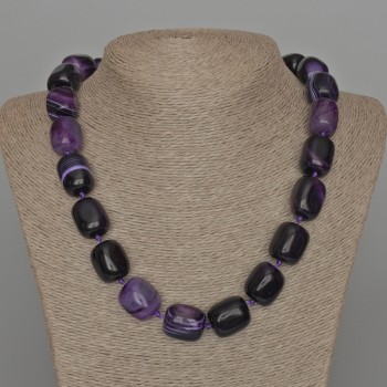 Agate Necklace Purple Natural Stone Bar Beads, 16x19mm, length 53cm
