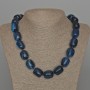 Blue Agate Necklace natural stone bar, diameter 15x19mm+-, length 53cm+