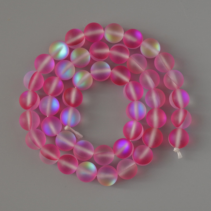 Opal glass beads smooth round malinoviy matte chameleon, diameter 8mm + -, length 38cm + - on thread