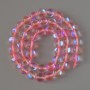 Opal Glass Beads - smooth round 8mm, pink transparent chameleon, thread length 38cm ±