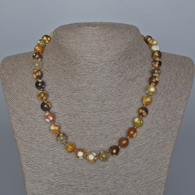 Necklace Yellow Agate Smooth Bead, diameter 10mm±, length 48cm±