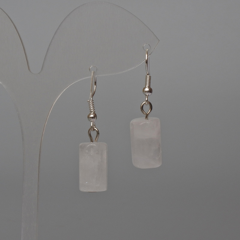 Earrings Mountain Crystal Faceted Cylinders, diameter 10x16mm±, length 37mm±