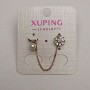 Xuping Stud Earrings with 18K Gold Plating, White Crystals and Bead, 8mm diameter, approx. 6cm length