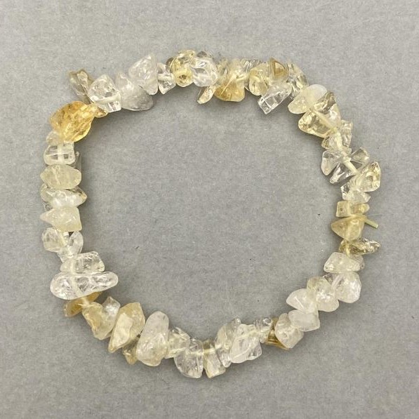 Bracelet Assorted Mountain Crystal and Citrine Chip, diameter 8x3mm±, length 18 cm± stretch