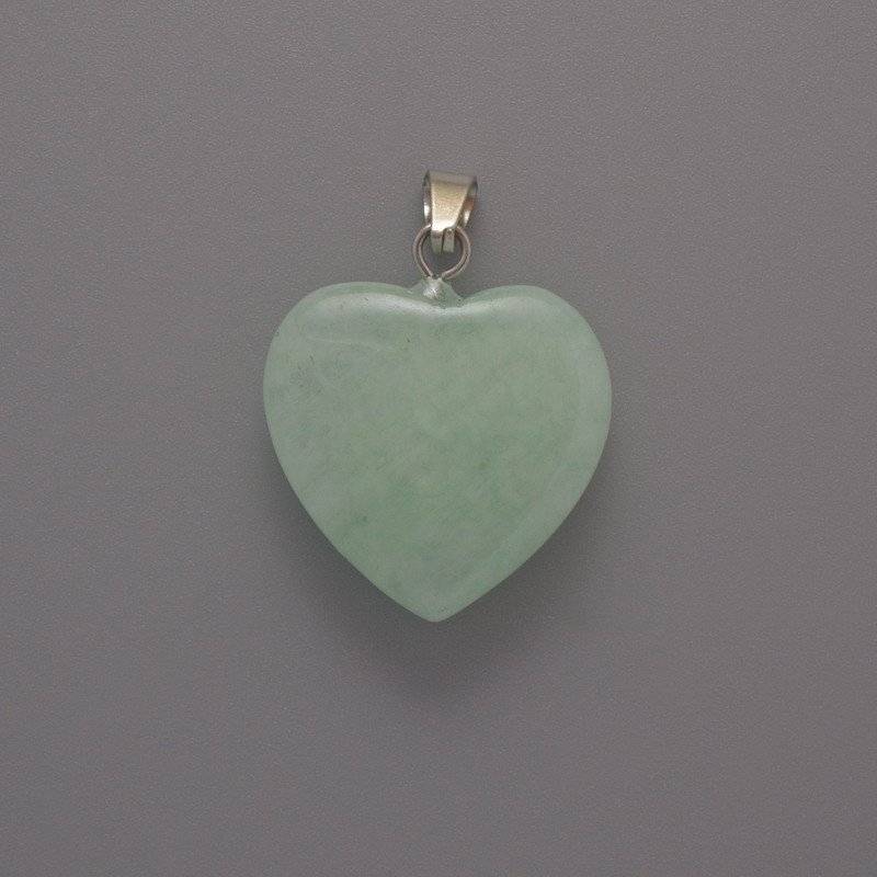 Pendant Heart Angelite, diameter 20x20x6mm ±, length 28mm ±