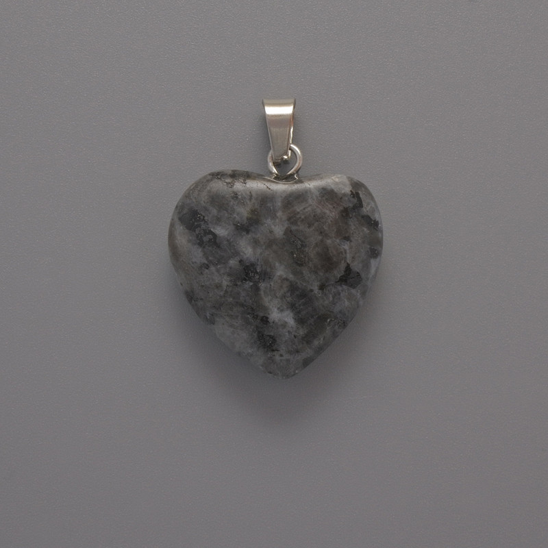 Pendant Heart Labradorite, diameter 20x20x6mm+-, length 28mm+-