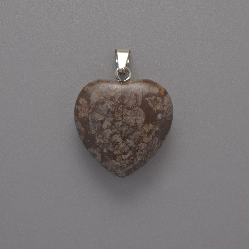 Heart Pendant Jasper, diameter 20x20x6mm+-, length 28mm+-