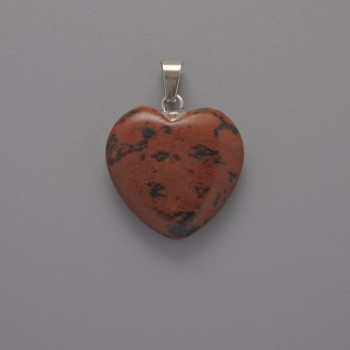 Pendant Heart Obsidian, diameter 20x20x6mm±, length 28mm±