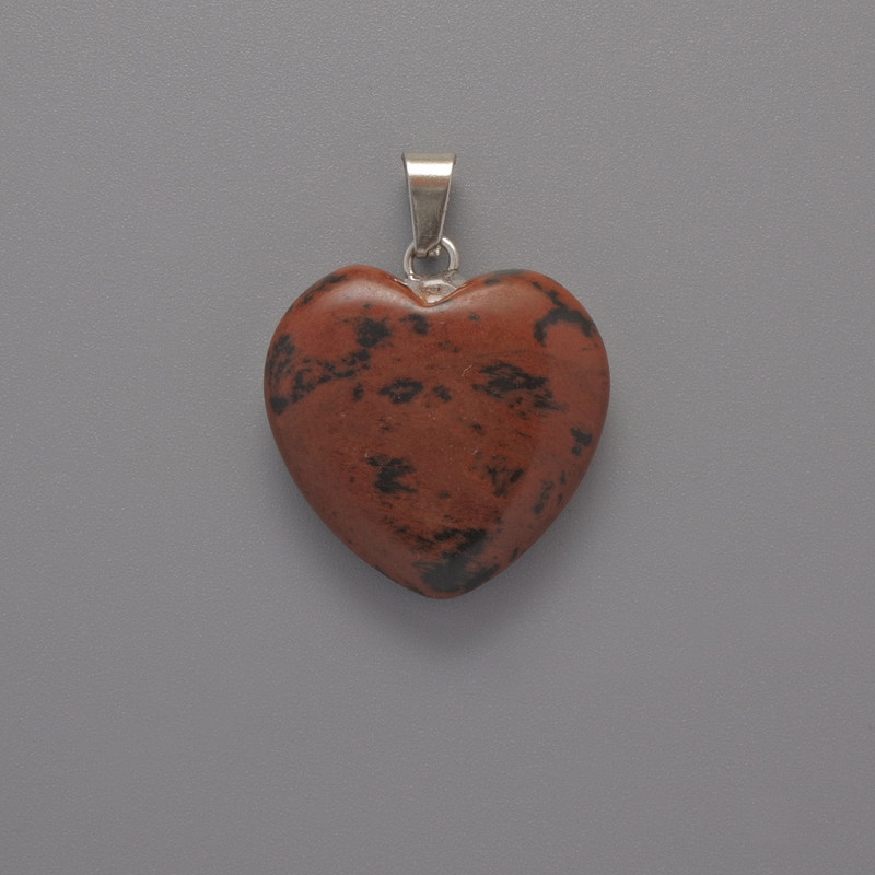Pendant Heart Obsidian, diameter 20x20x6mm±, length 28mm±