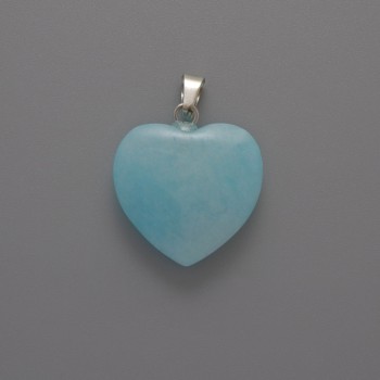 Heart Pendant Aquamarine, 20x20x6 mm diameter, ± length 28 mm