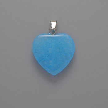 Pendant Heart Aquamarine, diameter 20x20x6mm±, length 28mm±