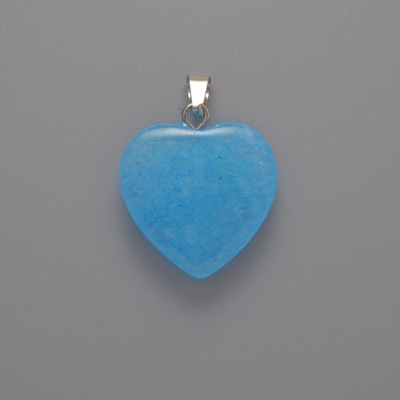 Pendant Heart Aquamarine, diameter 20x20x6mm±, length 28mm±