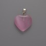 Pendant Heart Pink Cat's Eye, diameter 20x20x5mm+-, cord length 26mm+-