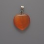 Heart Pendant with Orange Cat's Eye, 20x20x5mm ±, length 26mm ±