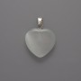 Pendant Heart White Cat's Eye, diameter 20x20x5mm±, pendant length 26mm±