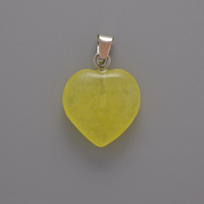 Pendant Heart Citrine, diameter 15x15x6mm ±, length 23mm ±
