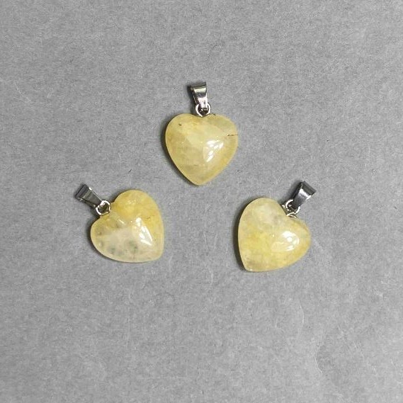 Pendant Heart Citrine, diameter 15x15x6mm ±, length 23mm ±