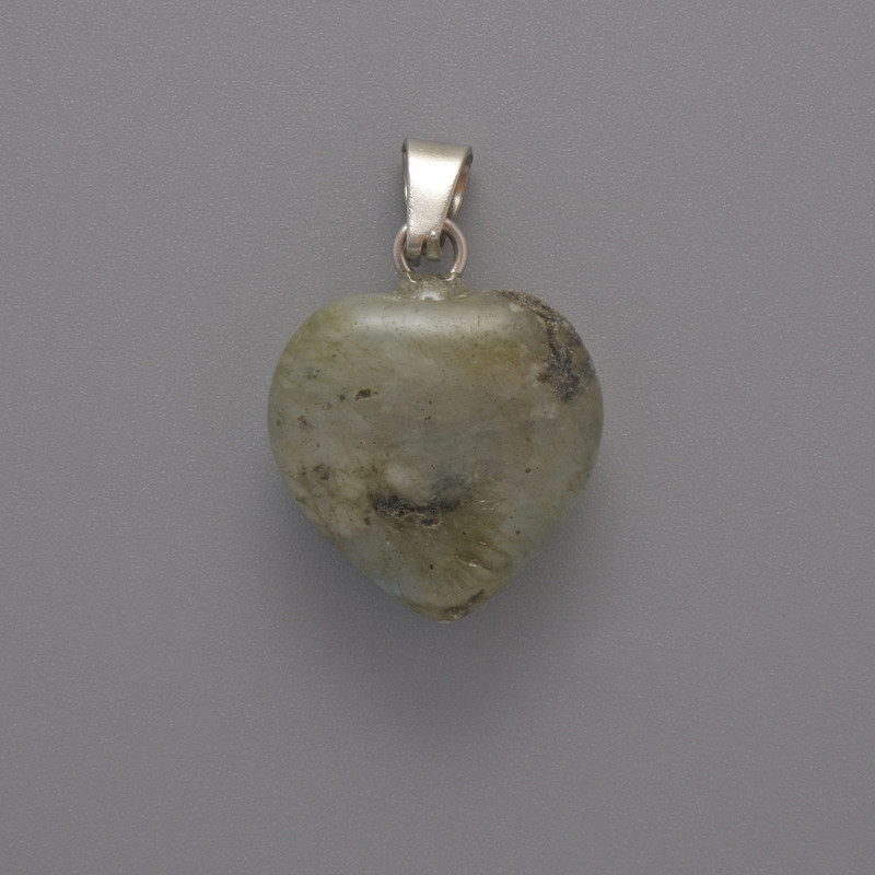 Pendant Heart Labradorite, diameter 15x15x6mm ±, length 23mm ±