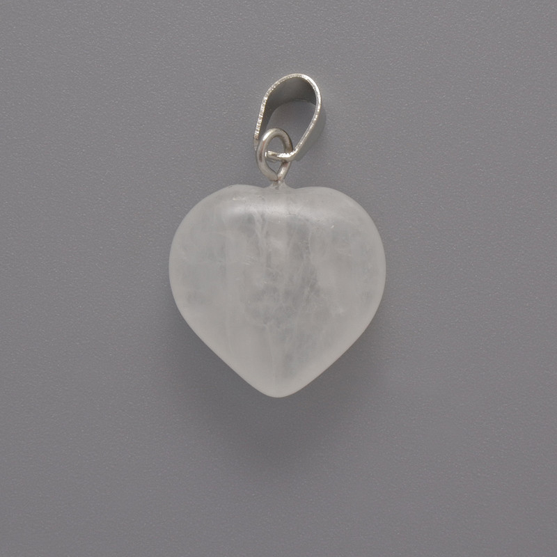 Heart Pendant of Rock Crystal, diameter 15x15x6mm ±, length 23mm ±