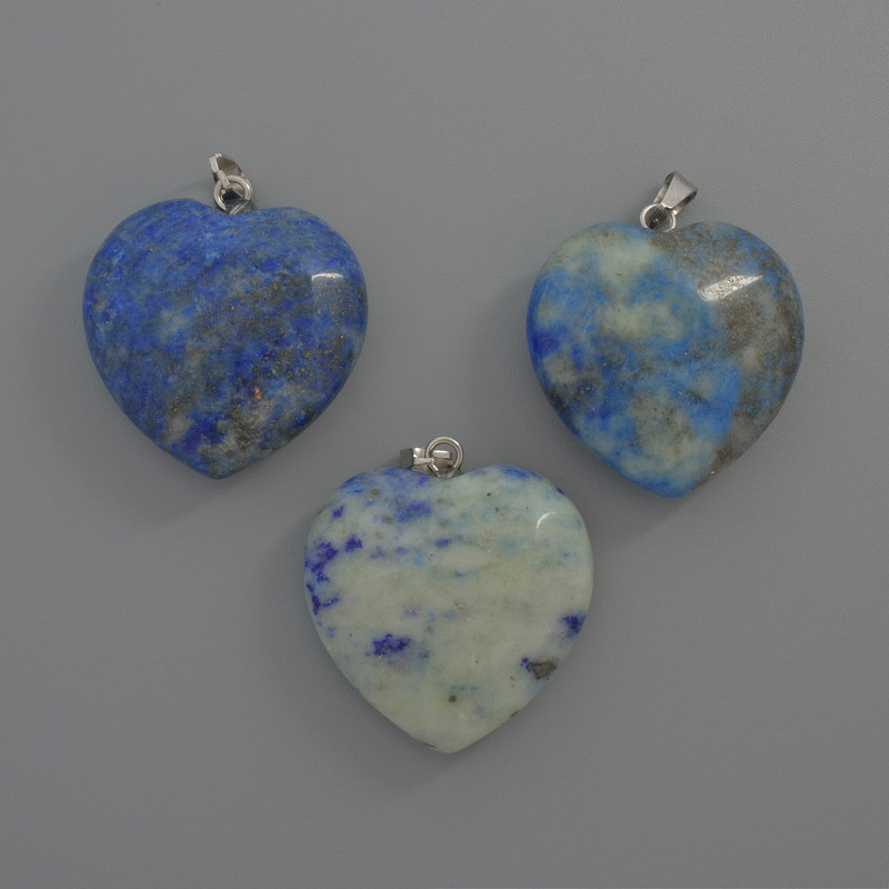 Heart Pendant Lapis Lazuli, 25x25x9 mm ±, length 33 mm ±