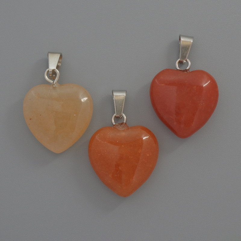 Heart Pendant Carnelian, diameter 15x15x6mm+-, chain length 23mm+-
