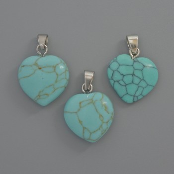 Heart Pendant Turquoise (artificial), diameter 15x15x6mm±, length 23mm±