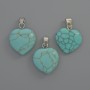 Pendant Heart Turquoise, diameter 15×15×6mm±, length 23mm±
