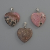 Pendant Heart Rhodonite, diameter 20x20x6mm±, length 28mm±