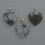 Heart Pendant Snowy Obsidian, 20x20x6mm diameter ±, length 28mm ±