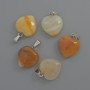 Pendant Heart Yellow Agate, 15x15x6mm (+-), length 23mm (+-)