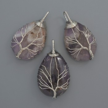 Amethyst Pendant in a Silver Plated Setting, 44×24×9 mm+