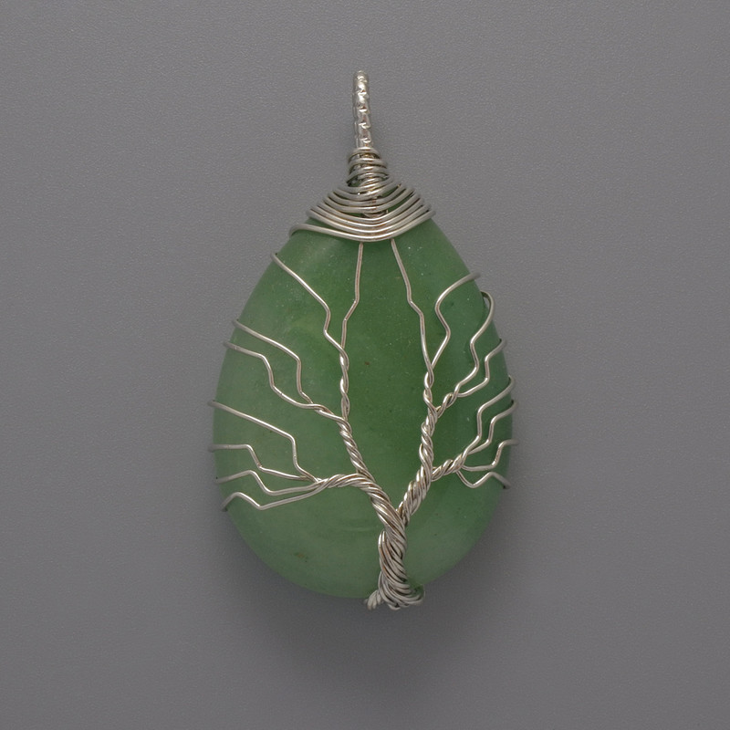 Nephrite Pendant in Silver Plating,  diameter 44x24x9mm+