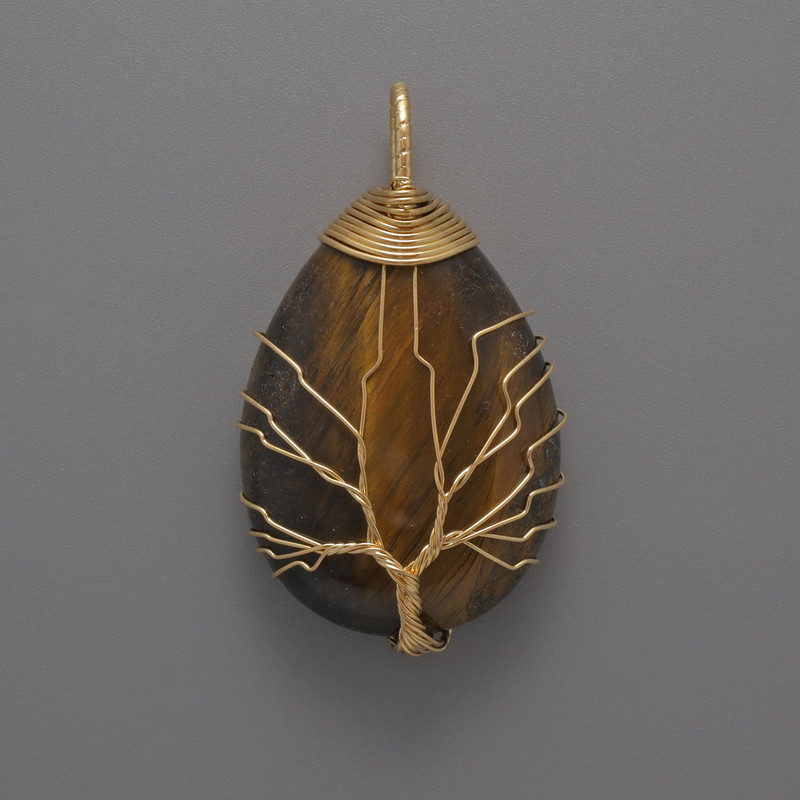 Tiger’s Eye Pendant in Golden Plating, 44x24x9 mm
