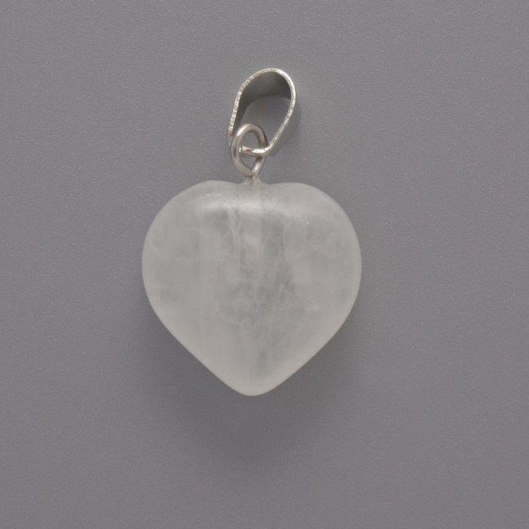 Heart Pendant Rock Crystal, diameter 20×20×6mm±, length 28mm±