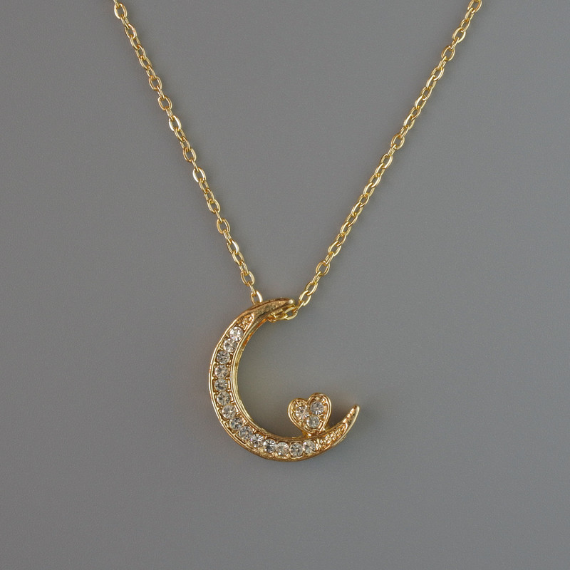 Pendant "Moon" on a chain golden metal, diameter 18x14mm, thickness 1mm + -, length 40-45cm +
