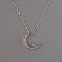 Pendant "Moon" on a chain, silvery metal, diameter 18x14mm, thickness 1mm + -, chain length 40-45cm +