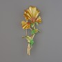Brooch Iris yellow and green enamel 78x34mm, golden metal