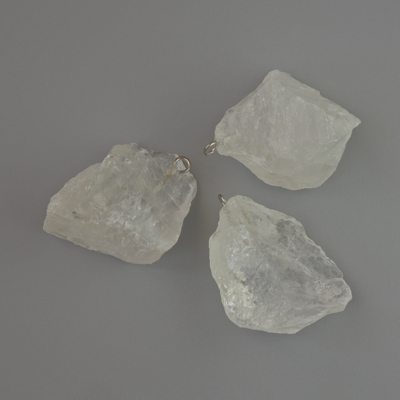Pendant Raw Mountain Quartz Natural Stone Unfinished, diameter 24x19 to 32x24mm+-, assorted